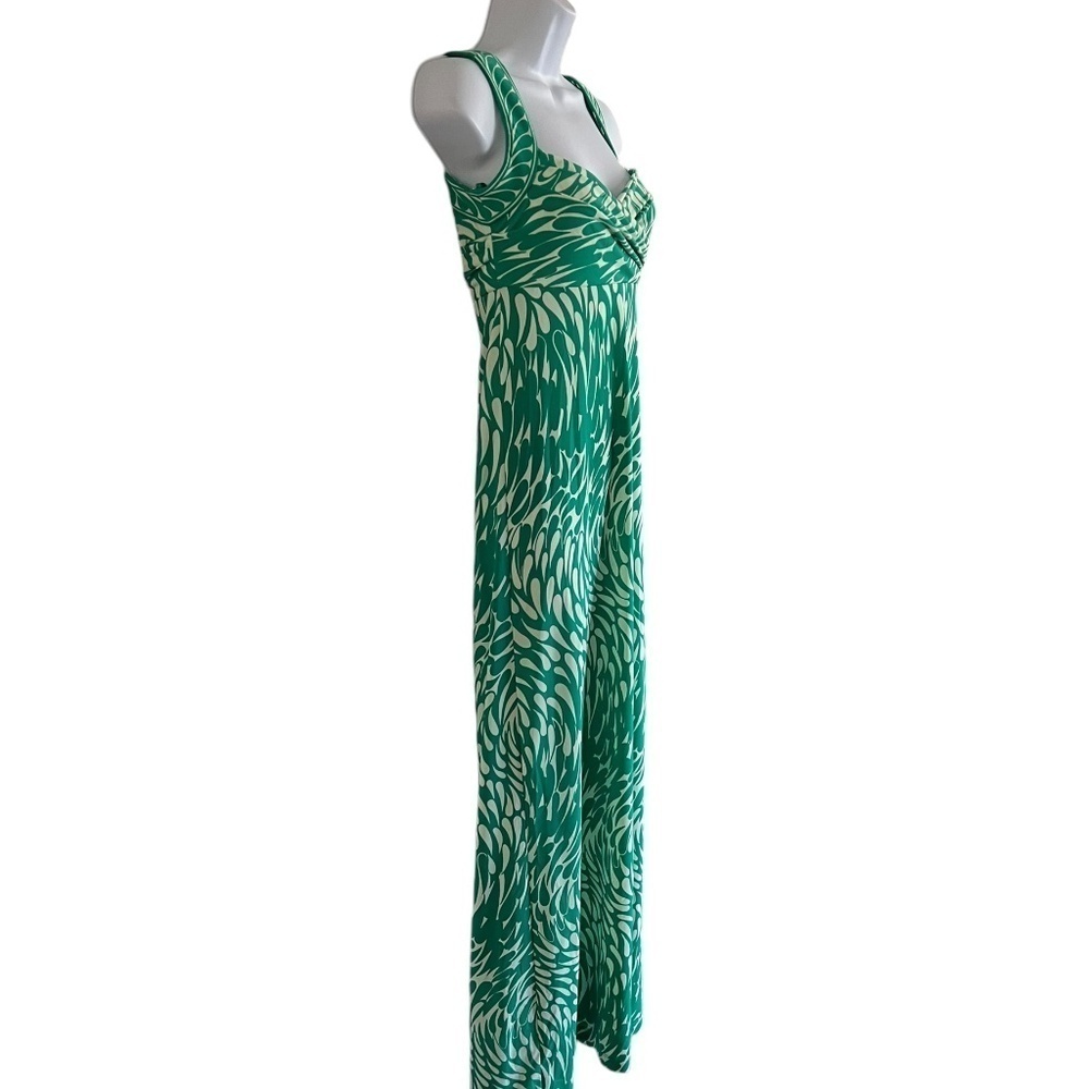 BCBGMaxAzria | Green and White Print Maxi Dress - Picture 4 of 7